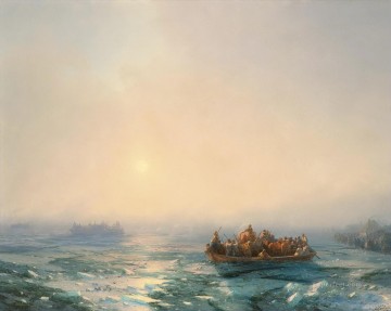 ice in the dnepr 1872 Romantic Ivan Aivazovsky Russian Oil Paintings
